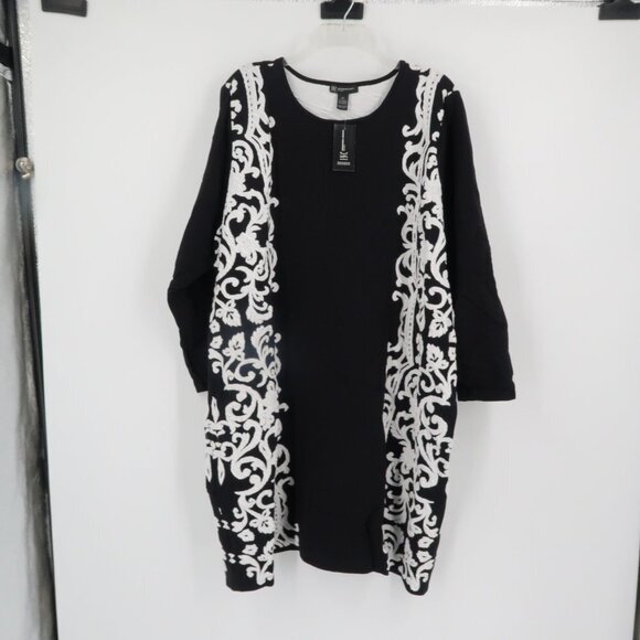 INC International Concepts Black White Long Sleeve Sweater Style Tunic 1X - Picture 6 of 10